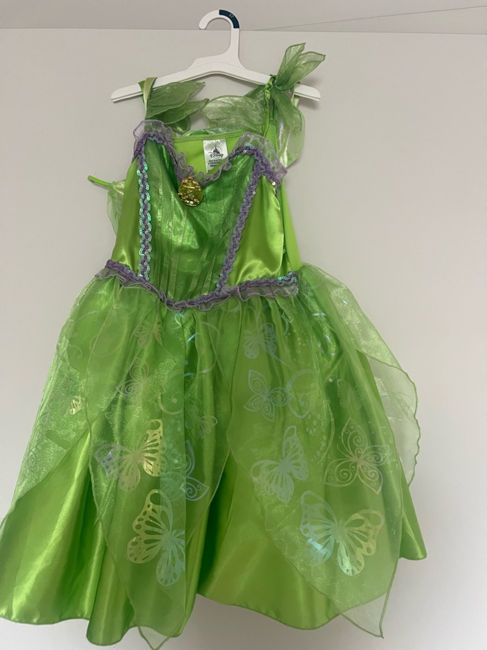 Disney Green Fairy Costume with Purple Trim and Gold Charm